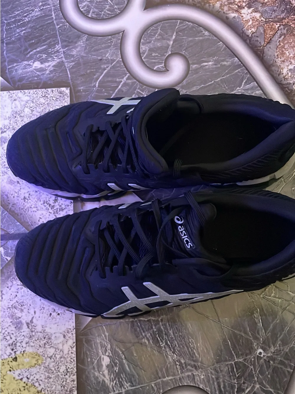 Asics Black Athletic Running Shoes with Silver Accents